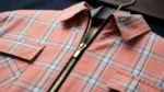 Men’s Peach & Blue Plaid Zip Front Overshirt – Premium Casual Fit (3)