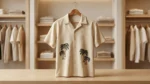 Men's Premium Beige Textured Resort Shirt with Palm Embroidery (4)