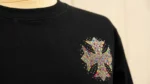 Men's Premium Black Crewneck Sweatshirt with Multicolor Stone Work (1)