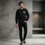 Men's Premium Black Crewneck Sweatshirt with Multicolor Stone Work (3)