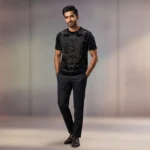Men's Premium Black Velvet Tiger Embellished Luxury Slim Fit T Shirt (1)