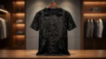 Men's Premium Black Velvet Tiger Embellished Luxury Slim Fit T Shirt (2)