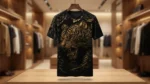 Men's Premium Black Velvet Tiger Print Slim Fit T Shirt (1)