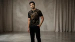 Men's Premium Black Velvet Tiger Print Slim Fit T Shirt (5)