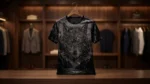 Men's Premium Black Velvet Wolf Embellished Slim Fit T Shirt (2)