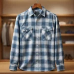 Men's Premium Blue and White Checked Flannel Shirt Slim Fit (3)