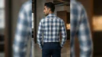 Men's Premium Blue and White Checked Flannel Shirt Slim Fit (5)