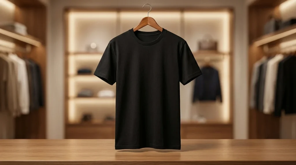 Men's Premium Essential Black Crew Neck Cotton T Shirt (3)