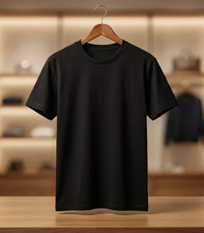 Men's Premium Essential Black Crew Neck Cotton T Shirt (3)