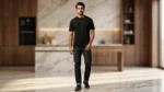 Men's Premium Essential Black Crew Neck Cotton T Shirt (4)