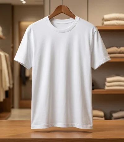 Men's Premium Essential White Crew Neck Cotton T Shirt (2)