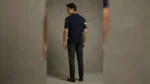 Men's Premium Navy Geometric Knit Polo Shirt Slim Fit Half Sleeve (1)