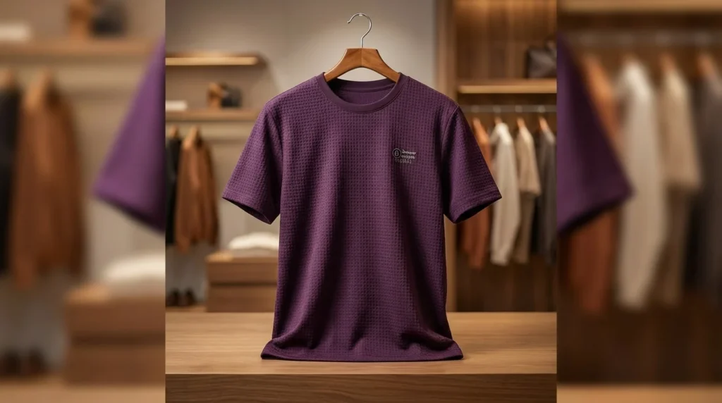 Men's Premium Plum Waffle Knit Textured Regular Fit T Shirt (2)