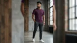 Men's Premium Plum Waffle Knit Textured Regular Fit T Shirt (3)