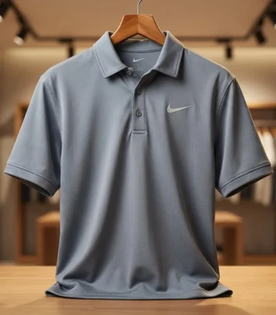 Men’s Premium Slate Grey Textured Performance Polo T Shirt (4)