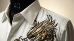 Men's Premium White Cotton Shirt with Gold Dragon Embroidery (4)