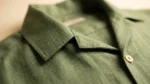 Men’s Sage Green Embroidered Linen Cuban Collar Half Sleeve Shirt (4)
