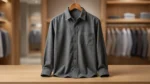 Men’s Slim Fit Charcoal Grey Stone Wash Cotton Shirt (1)