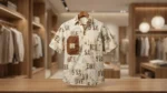 Men's Vintage Typography Print Shirt in Off White and Earthy Brown (2)