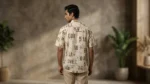 Men's Vintage Typography Print Shirt in Off White and Earthy Brown (5)