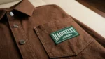 Men’s premium chocolate brown heavy cotton overshirt with green chest patch (3)