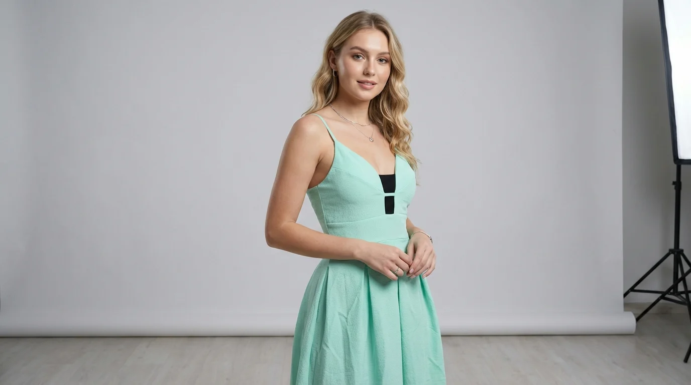Mint Green Textured Crepe A Line Cocktail Dress for Women (2) Mint Green Textured Crepe A Line Cocktail Dress for Women (2)
