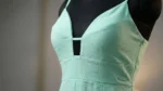 Mint Green Textured Crepe A Line Cocktail Dress for Women (4)