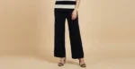 Navy & White Striped Ribbed Knit Co ord Set for Women Relaxed Fit (5)