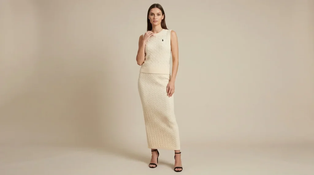 Polo Ralph Lauren Women Cable Knit Sleeveless Top and Maxi Skirt Co ord Set (6)