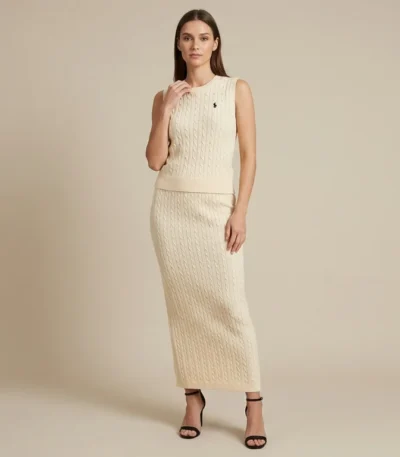 Polo Ralph Lauren Women Cable Knit Sleeveless Top and Maxi Skirt Co ord Set (6)