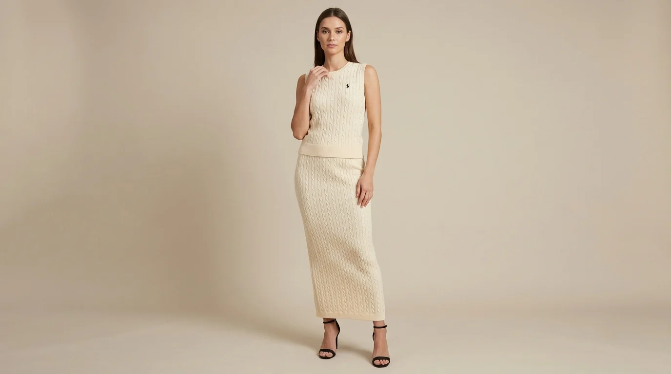 Polo Ralph Lauren Women Cable Knit Sleeveless Top and Maxi Skirt Co ord Set (6) Polo Ralph Lauren Women Cable Knit Sleeveless Top and Maxi Skirt Co ord Set (6)
