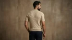 Premium Beige Ribbed Knit Polo T Shirt for Men Slim Fit Half Sleeve (1)