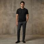 Premium Men's Black Embellished Slim Fit Cotton T Shirt (1)