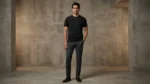 Premium Men's Black Embellished Slim Fit Cotton T Shirt (1)