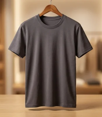 Premium Men's Charcoal Grey Essential Crew Neck Cotton T Shirt (2)