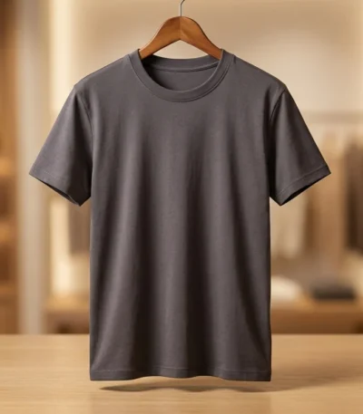 Premium Men's Charcoal Grey Essential Crew Neck Cotton T Shirt (2)