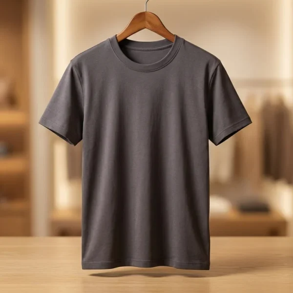 Premium Men's Charcoal Grey Essential Crew Neck Cotton T Shirt (2)