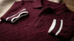 Premium Men’s Maroon Textured Knit Polo T Shirt Slim Fit (5)