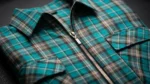Premium Men's Teal Plaid Zippered Overshirt Regular Fit (1)