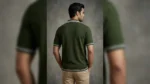 Premium Olive Green Zip Neck Knit Polo T Shirt for Men (1)