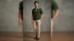 Premium Olive Green Zip Neck Knit Polo T Shirt for Men (2)