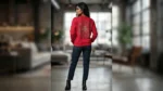 Premium Women's Red Crewneck Sweatshirt with Embellished Stone Cross (4)