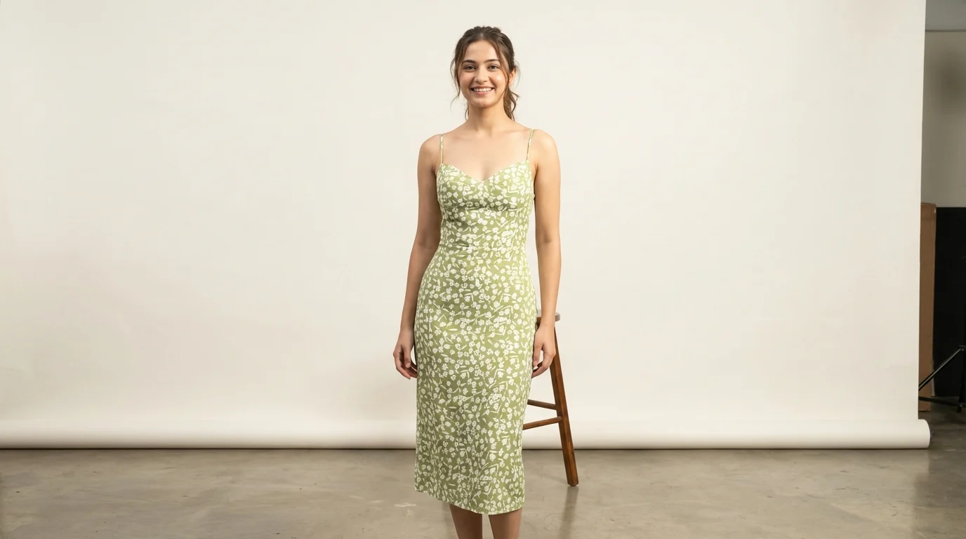 Sage Green Floral Sweetheart Neck Midi Dress for Women (1) Sage Green Floral Sweetheart Neck Midi Dress for Women (1)