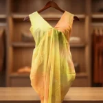 Sunset Ombre Silk Finish V Neck Draped Midi Dress for Women (2)