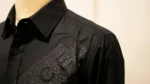 Versace Men’s Black Shimmer Diagonal Logo Shirt (4)