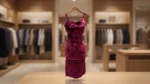 Wine Crushed Velvet Bodycon Midi Dress for Women (2)