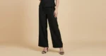 Women's Black Asymmetric Wrap Co ord Set Sleeveless Top & Trousers (4)