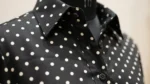 Women's Black Polka Dot Longline Button Down Shirt (8)