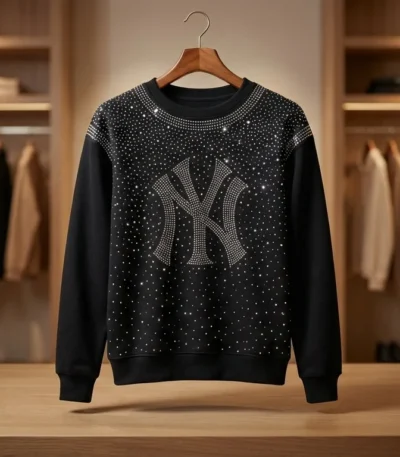 Women’s Black Rhinestone NY Emblem Premium Sweatshirt (2)