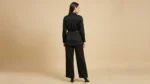 Women's Black Satin Belted Shirt and Wide Leg Trouser Co ord Set (5)